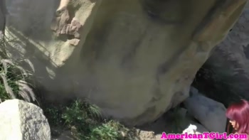 Redhead Trans Babe Sizzles in Solo Outdoor Seduction