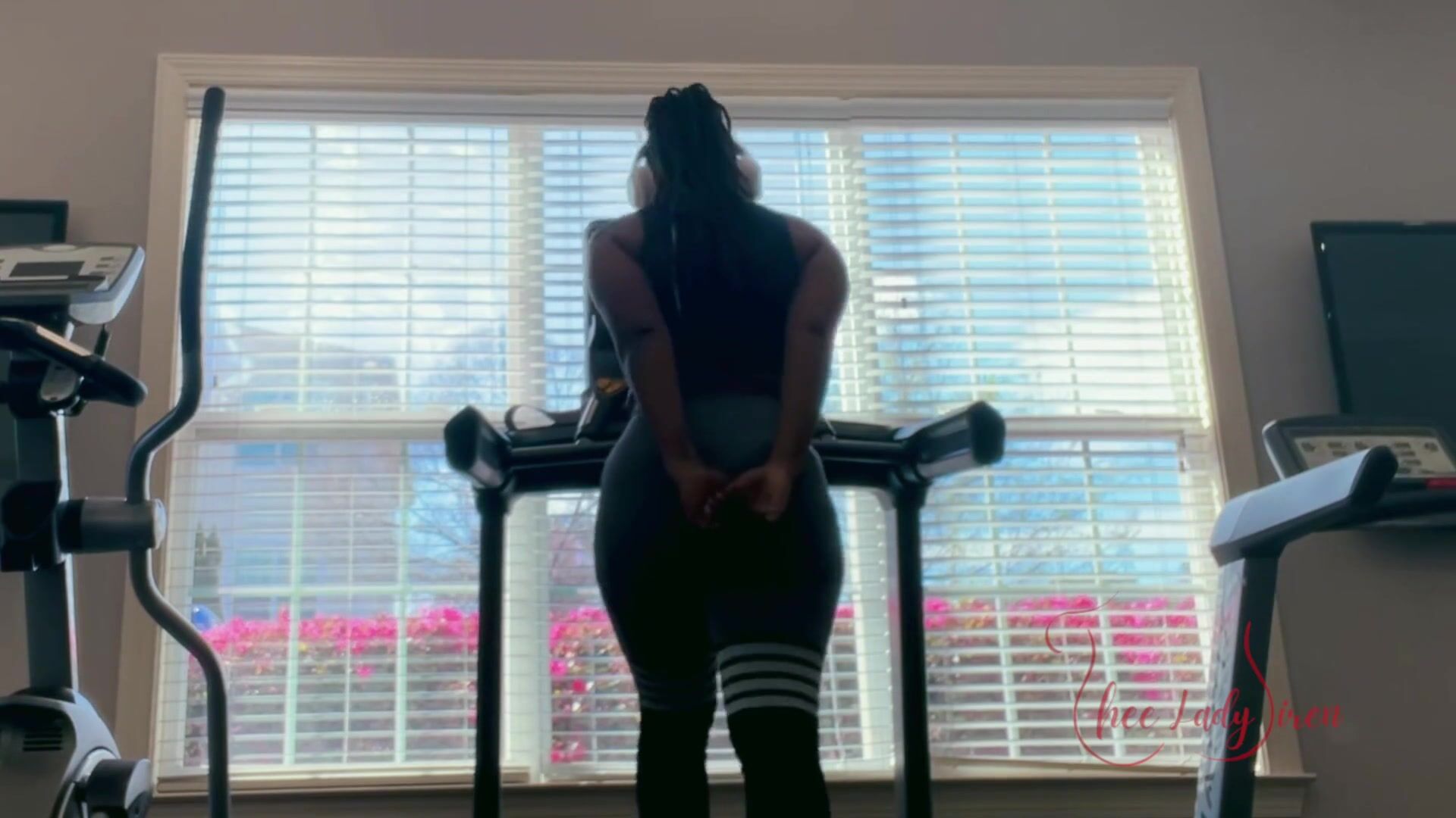JOI Sweaty Ebony Caught you Watching in the Gym