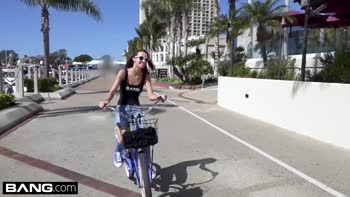 Charity Crawford gets her petite pussy stretched outdoors