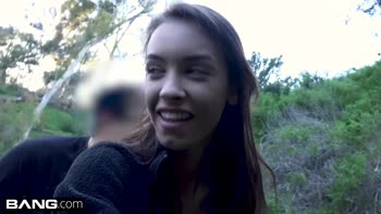Charity Crawford gets her petite pussy stretched outdoors