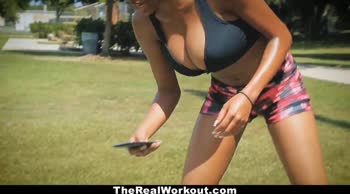 Brittney White's Ebony Delight: Fit Cutie Rides Big Cock After Workout