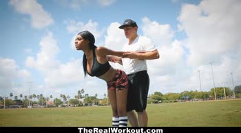 Brittney White's Ebony Delight: Fit Cutie Rides Big Cock After Workout