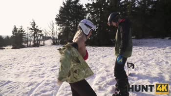 Husband's Shame: Blonde Wife Fucks Skiers While He Watches