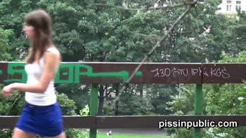 Teen (18+) Peep Show: Redhead & Brunette Take a Desperate Piss Break Outside