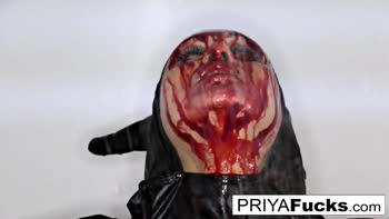 Priya Rai's Sultry Halloween Solo, Big Tit Masturbation