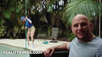 Lauren Phillips Bends Over As She Cleans The Pool & Lures JMac - REALITY KINGS