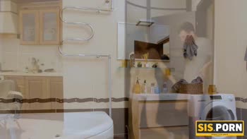 Queenlin's Bathroom Surprise: Stepbrother Steps Up