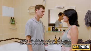 Queenlin's Bathroom Surprise: Stepbrother Steps Up