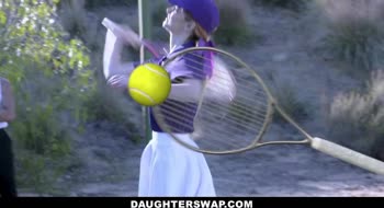 Raven Reign Stepmom Orgy: Teen (18+) Tennis Stars Share Stepdad's Cock