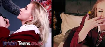 Brit Teen (18+) Beauty Showdown: Sloppy Blowjobs & Cumshot Competition