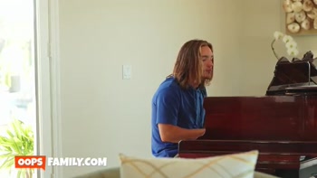 Lusty stepsister Melody Marks gets her naughty pussy fucked hard by stepbro's thick cock