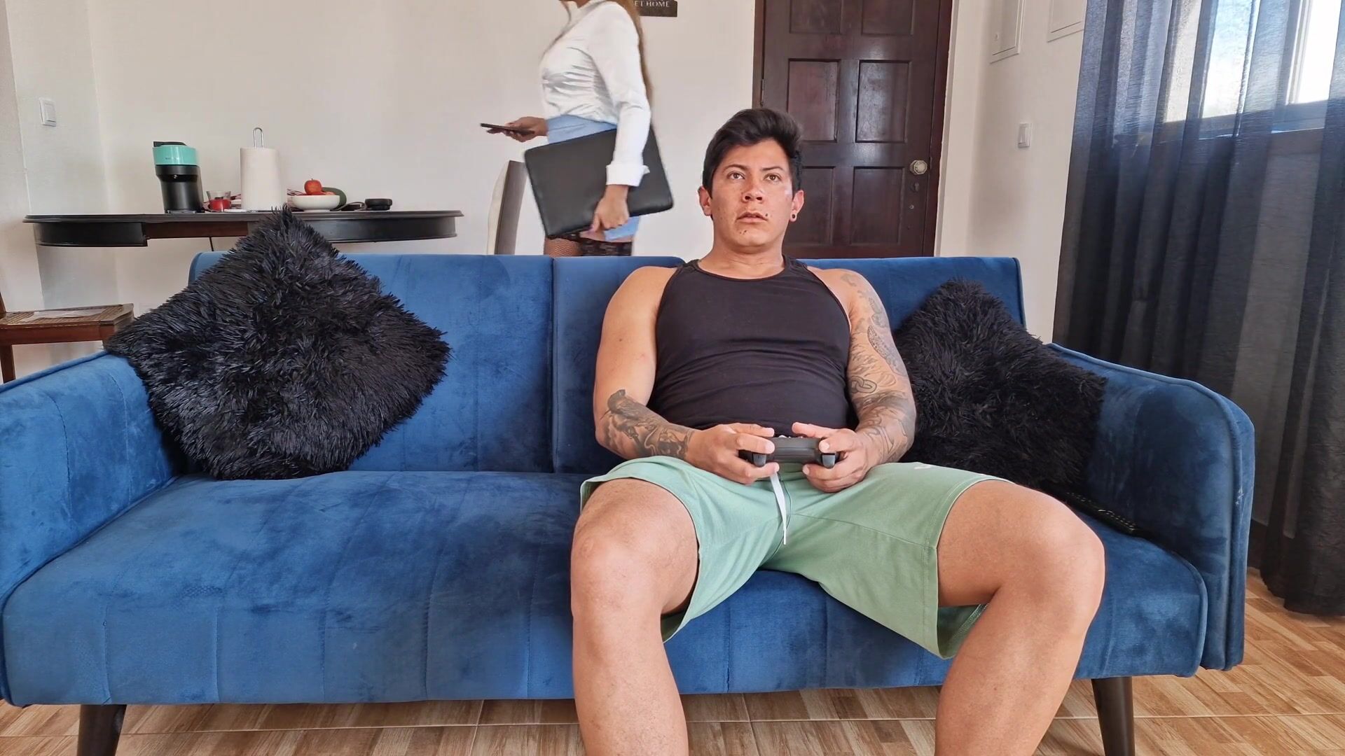 I Surprise my Stepmother with a Blowjob while she Rests on my Legs