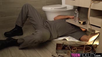 Ashley Red's Cute Blonde Clean-Up Surprise
