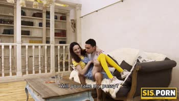 Taboo Stepsister Seduction: Skinny Redhead's Sofa Surprise
