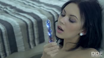 Lick it Before You Stick It - Teen (18+)'s Twat Love her Glass Toy (Sheri Vi)