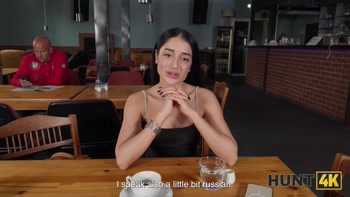 HUNT4K. Russian petite babe Ara Mix in high heels performed rough toilet sex and deepthroat