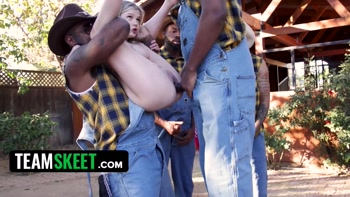 Tiny Coco Destroyed by Four Big Black Dicks