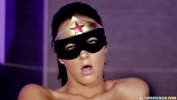 Wonder Woman's Brunette Solo Fantasy in Masked Kink