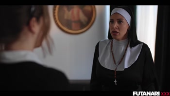 Futa Nun Domination: Nathaly Cherie & Eden Ivy Anal Creampie