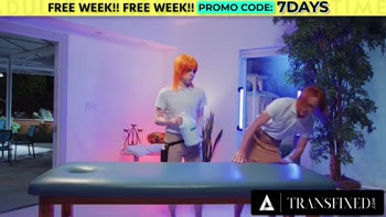 Ella Hollywood Shares Shiri Allwood in Steamy Shemale Threesome