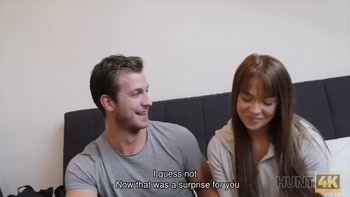 HUNT4K. Slut rides stranger's phallus while cuckold watches this