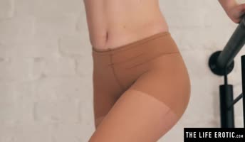 Meggy's Sultry Solo: Teasing Big Boobs in Pantyhose