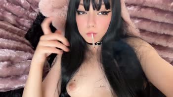 Tame Me Ivy's 420 Bliss: Petite Hot Brunette Smokes & Shows Off Small Perky Nipples