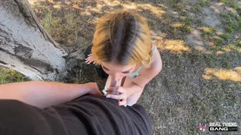Sophia's Parkside Pleasure: A Blowjob and Hardcore Sex