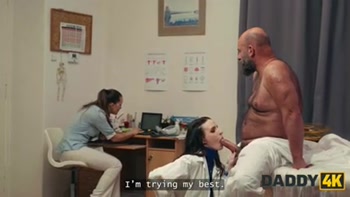 DADDY4K. Pervy nurse is cheating right in the doctor's office