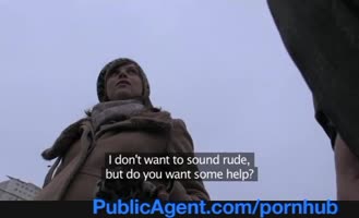 PublicAgent Pregnant takes cash for sex
