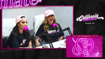 Flavia Oliver performs oral sex on Natasha Steffens during the recording of the California Podcast