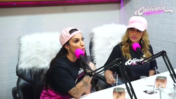 Flavia Oliver performs oral sex on Natasha Steffens during the recording of the California Podcast