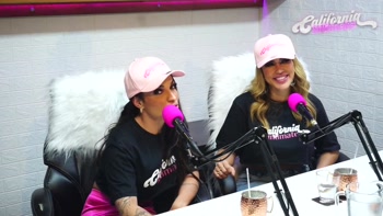 Flavia Oliver performs oral sex on Natasha Steffens during the recording of the California Podcast