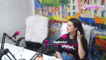 Flavia Oliver performs oral sex on Natasha Steffens during the recording of the California Podcast