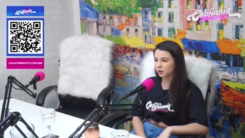 Flavia Oliver performs oral sex on Natasha Steffens during the recording of the California Podcast