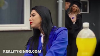 REALITY KINGS - Naughty Little Angel Sneakily Sucks Her Bf's Cock At Her Graduation Party Then Takes A Ride On it