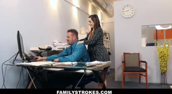Tony D. Teaches Step Daughter Bambi Brooks Office Etiquette with Big Cock