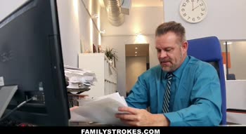 Tony D. Teaches Step Daughter Bambi Brooks Office Etiquette with Big Cock