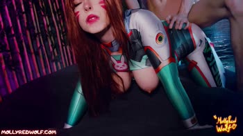 MollyRedWolf's Dva Cosplay: Triple Damage Blowjob POV