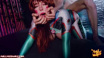 MollyRedWolf's Dva Cosplay: Triple Damage Blowjob POV