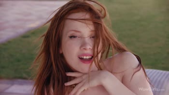 Lottie Magne's Outdoor Bliss: A Stunning Redhead's Real Solo Masturbation
