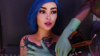 AVN Teller's Blue-Haired Seduction in 'Being a Dik' Visual Novel