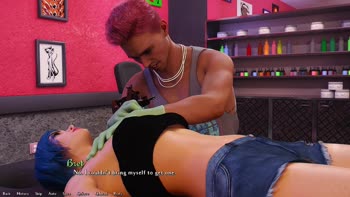 AVN Teller's Blue-Haired Seduction in 'Being a Dik' Visual Novel