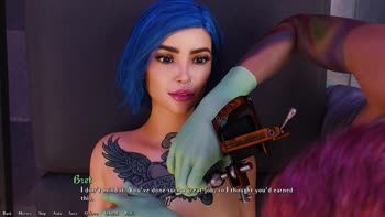 AVN Teller's Blue-Haired Seduction in 'Being a Dik' Visual Novel