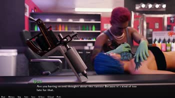 AVN Teller's Blue-Haired Seduction in 'Being a Dik' Visual Novel