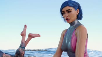 AVN Teller's Blue-Haired Seduction in 'Being a Dik' Visual Novel
