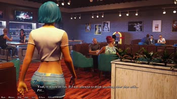 AVN Teller's Blue-Haired Seduction in 'Being a Dik' Visual Novel