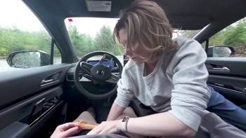 Blonde MILF Handjob in Public