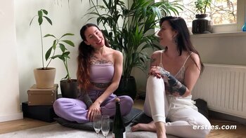 Hailey's Tattooed Temptation: Wet Pussy Play with Glass Dildo