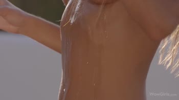 Melena A's Sultry Ibiza Roof Solo: Oil Body, Close-Ups & Wet Fingering